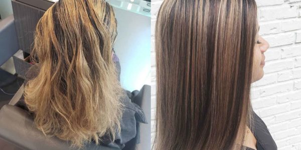 Color Correction of Brassy Highlights Before and After