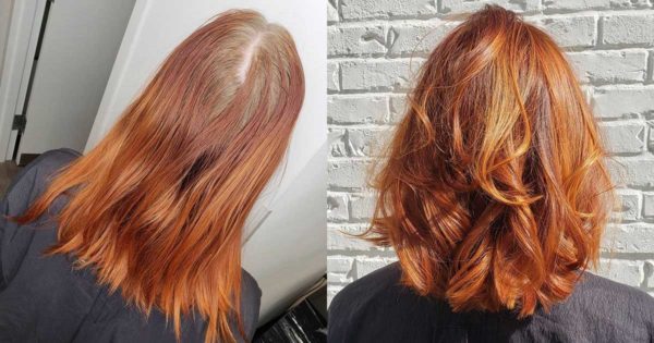 Before and After Red Haircolor Haircut and Style
