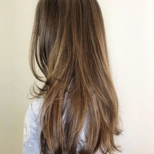 Soft natural balayage with some layers