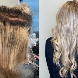Before and After Blonde Balayage Highlights