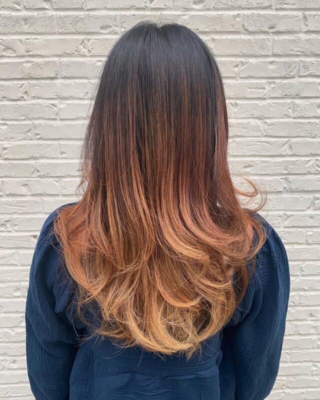 balayage by brittany brown red blonde haircolor