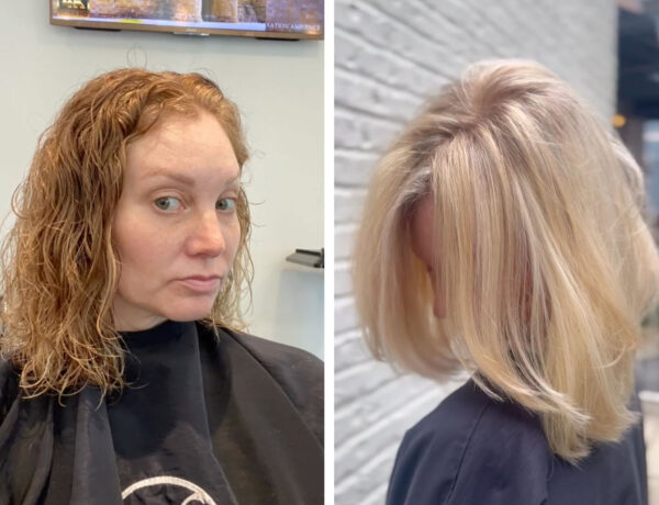 Blonde brightening before and after