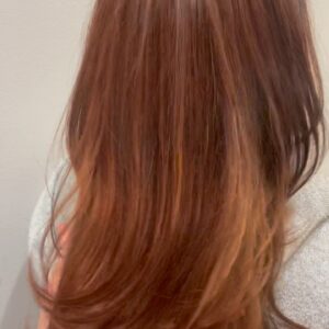 Deep brown red hair color and haircut by Nani