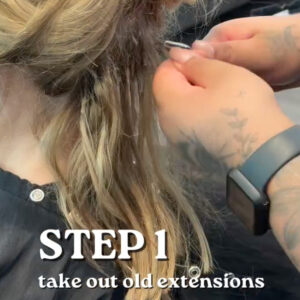 01 Step 1 - Take out the old extensions Hair Extensions Transformation.