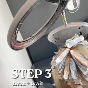 03 Step 3 - Heat with an infrared hair color processor - Hair Extensions Transformation.