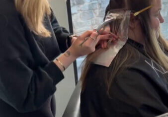 Adding blonde highlights to new growth.